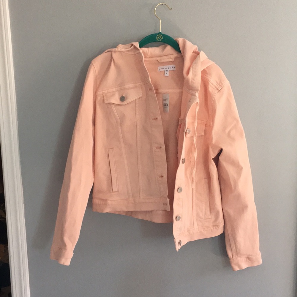 Loft pink jean jacket with good